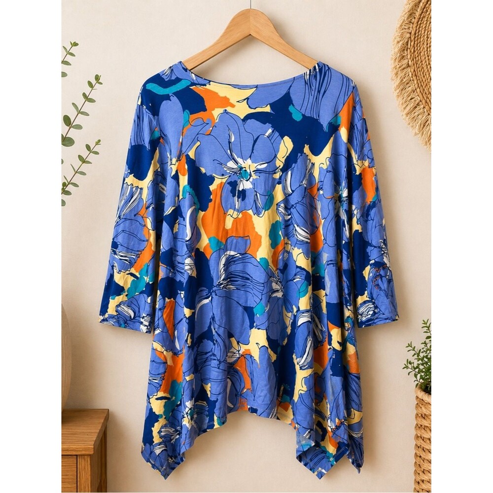 Ruby Rd. Multicolored Floral Print Blouse Size XL